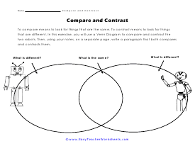 free printable compare and contrast worksheet