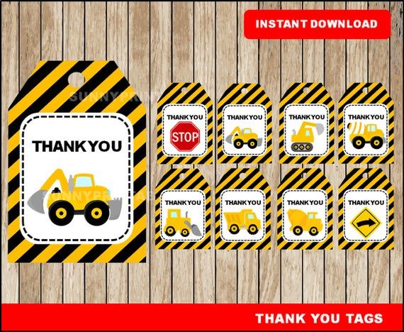 free printable construction thank you tags
