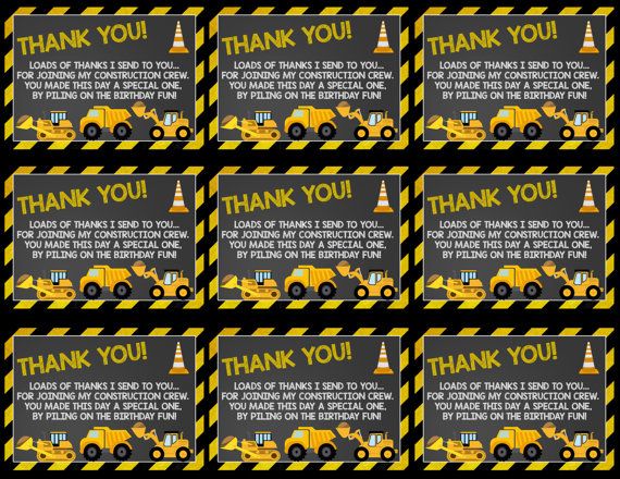 free printable construction thank you tags