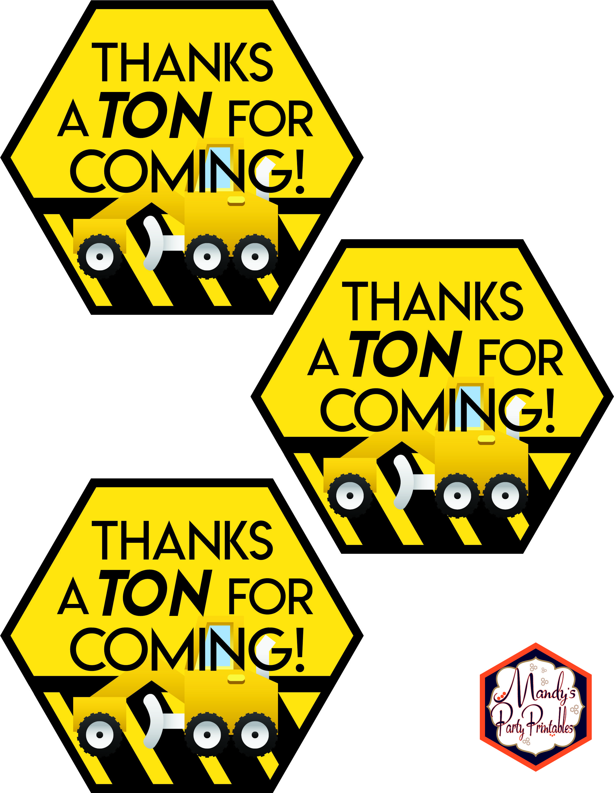 free printable construction thank you tags