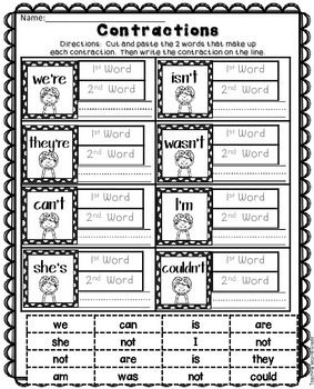 Free Printable Contractions Worksheet