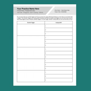 Suicide Triggers and Coping Skills Worksheet PDF -