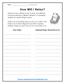free printable coping skills worksheet