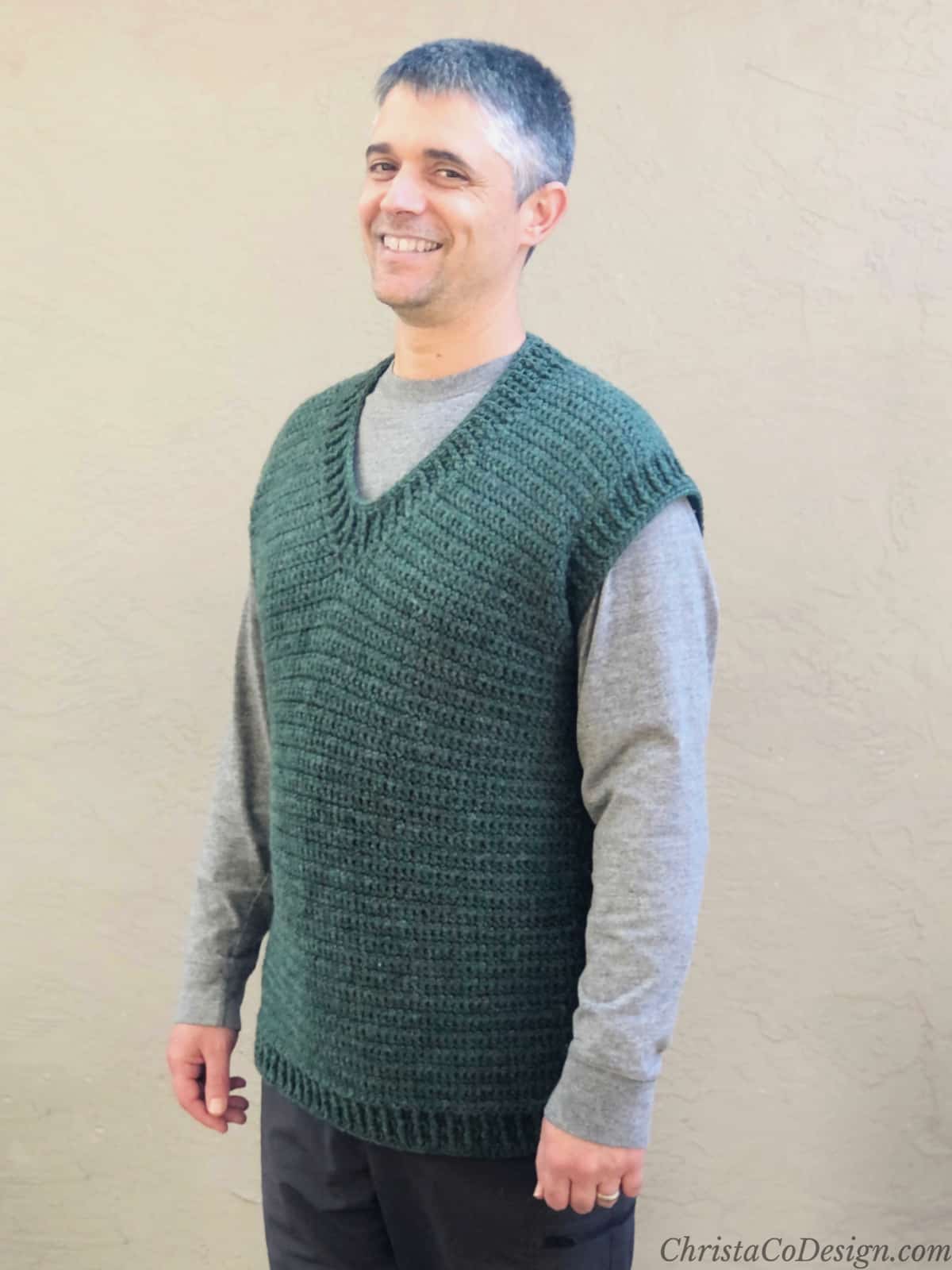 Mens Crochet Sweater Vest Pattern Free Alfonso Vest - ChristaCoDesign