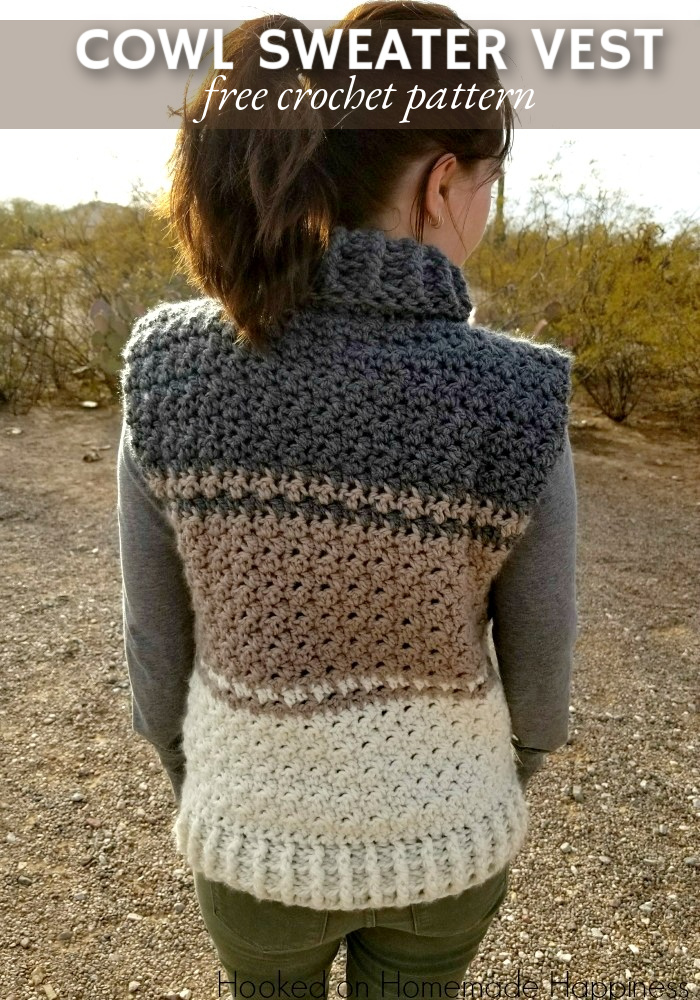 Cowl Sweater Vest Crochet Pattern - Hooked on Homemade Happiness