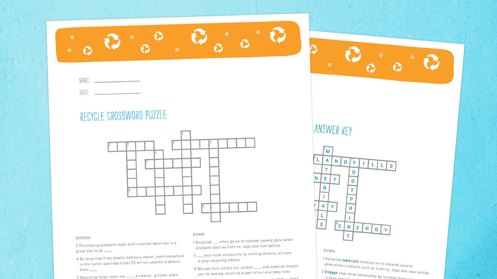 Free Printable: Recycling Crossword Puzzle - PepsiCo Recycle Rally