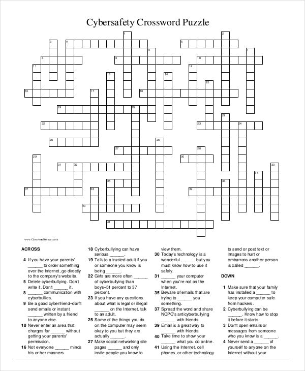 Free Printable Crossword Puzzle - 14+ Free PDF Documents Download