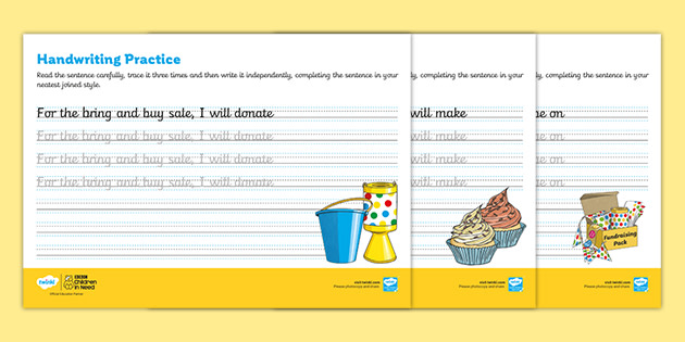 FREE! - Free Cursive Handwriting Practice Sheets - Children in Need