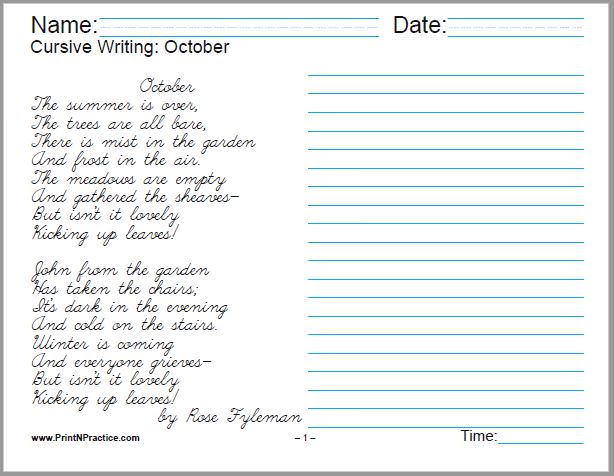 free printable cursive handwriting sentence worksheets