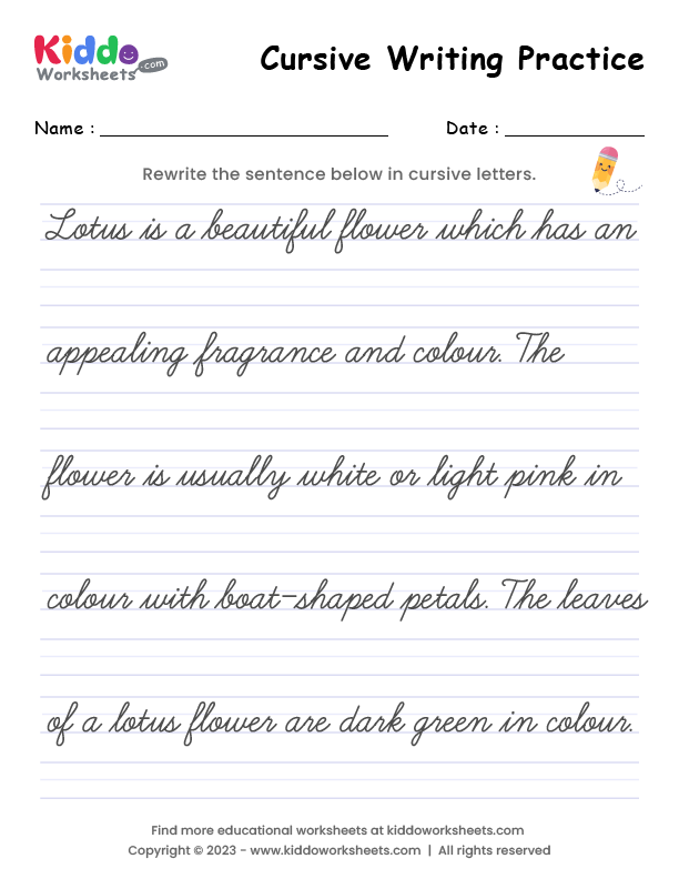 Free Printable Cursive Writing Worksheet 5 - kiddoworksheets