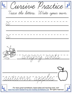 free printable cursive handwriting worksheets for 5th grade