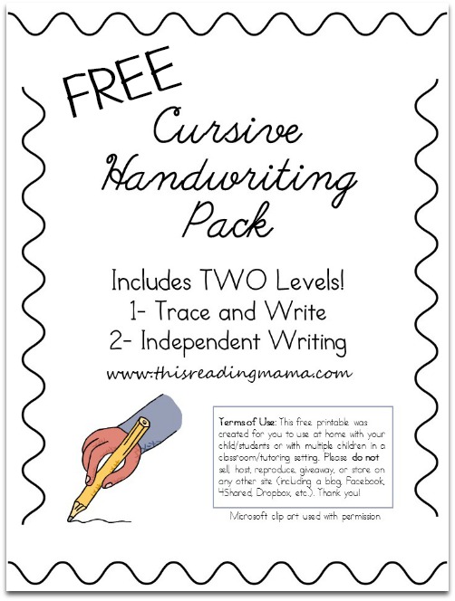 FREE Cursive Handwriting Worksheets