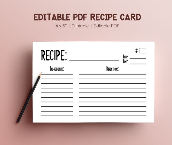 free printable customizable recipe cards