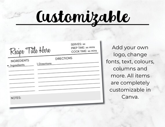 free printable customizable recipe cards