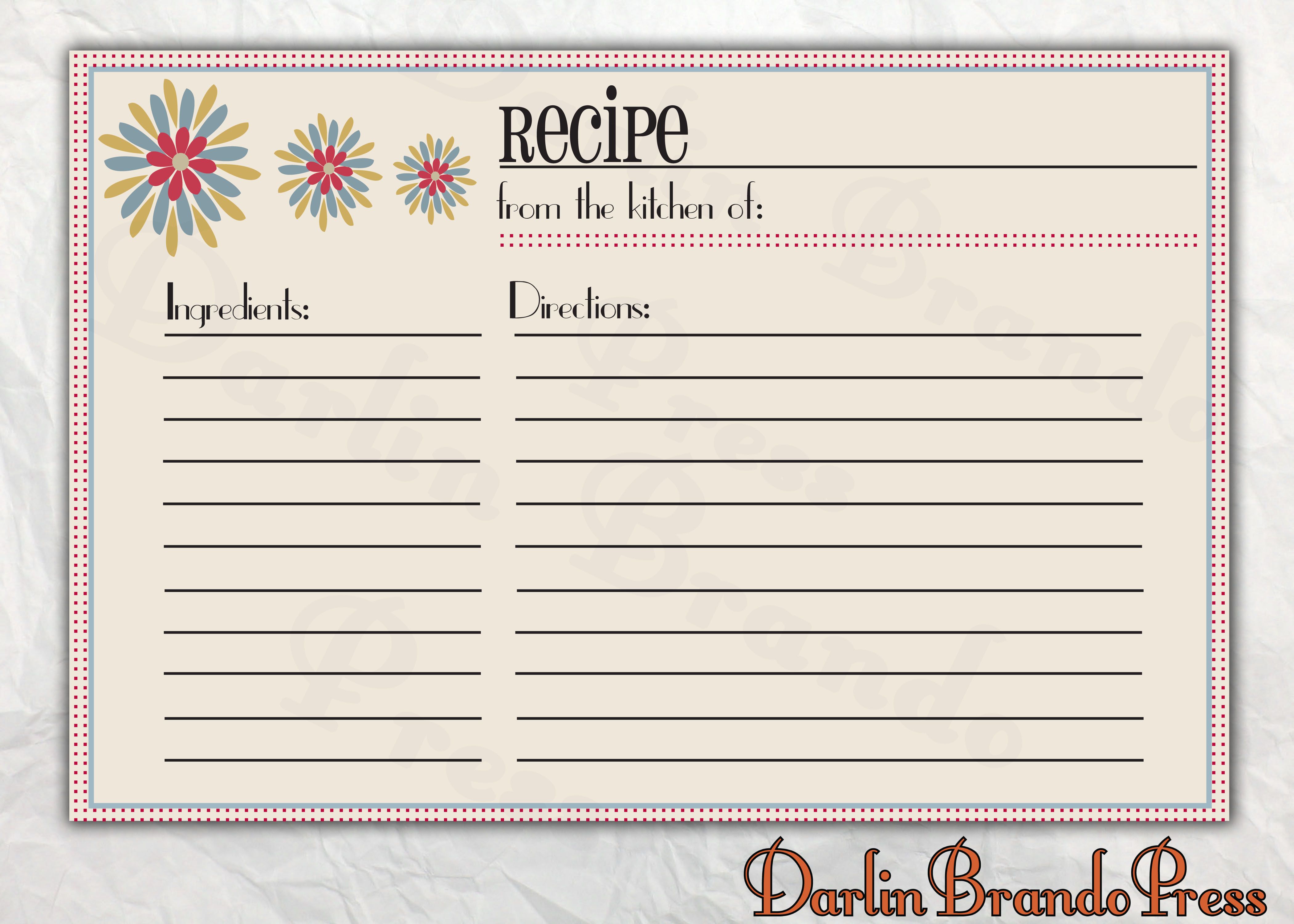 free printable customizable recipe cards