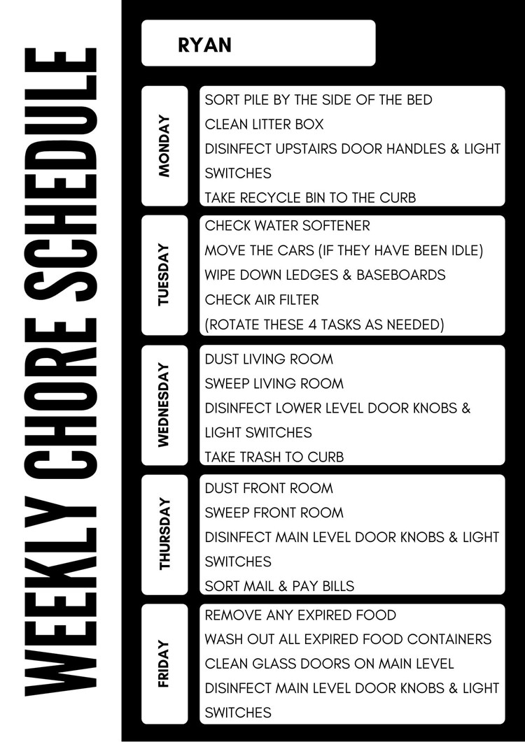 free printable daily chore charts