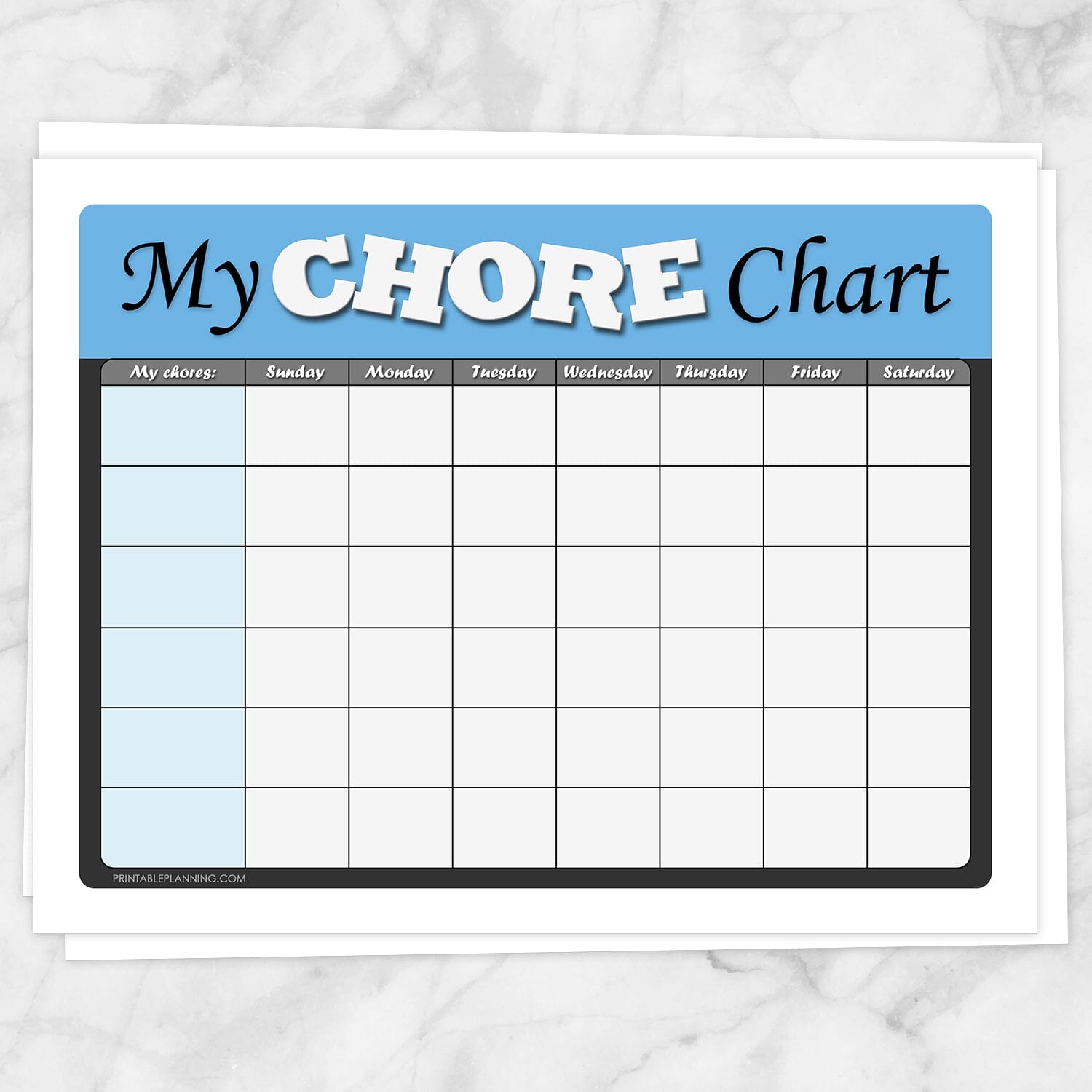 free printable daily chore charts