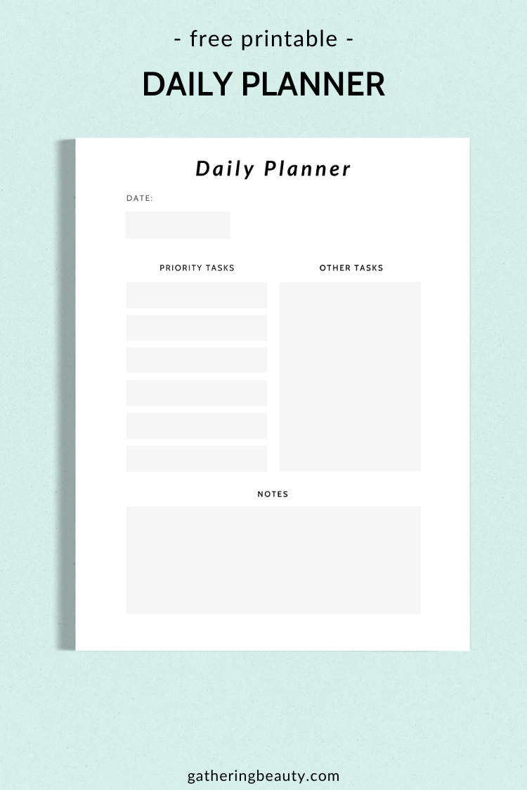 free printable daily organizer template