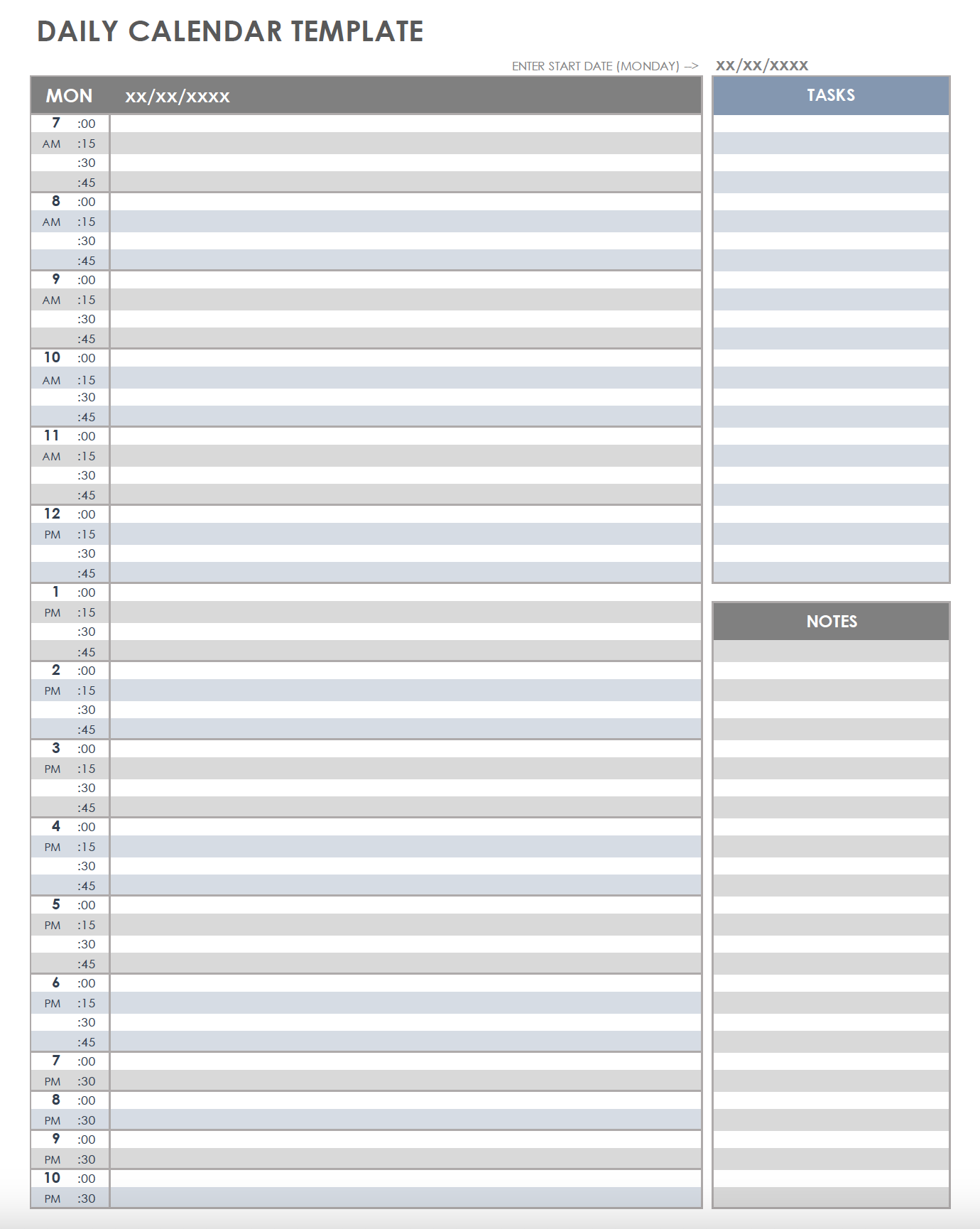 free printable daily planner 15 minute intervals