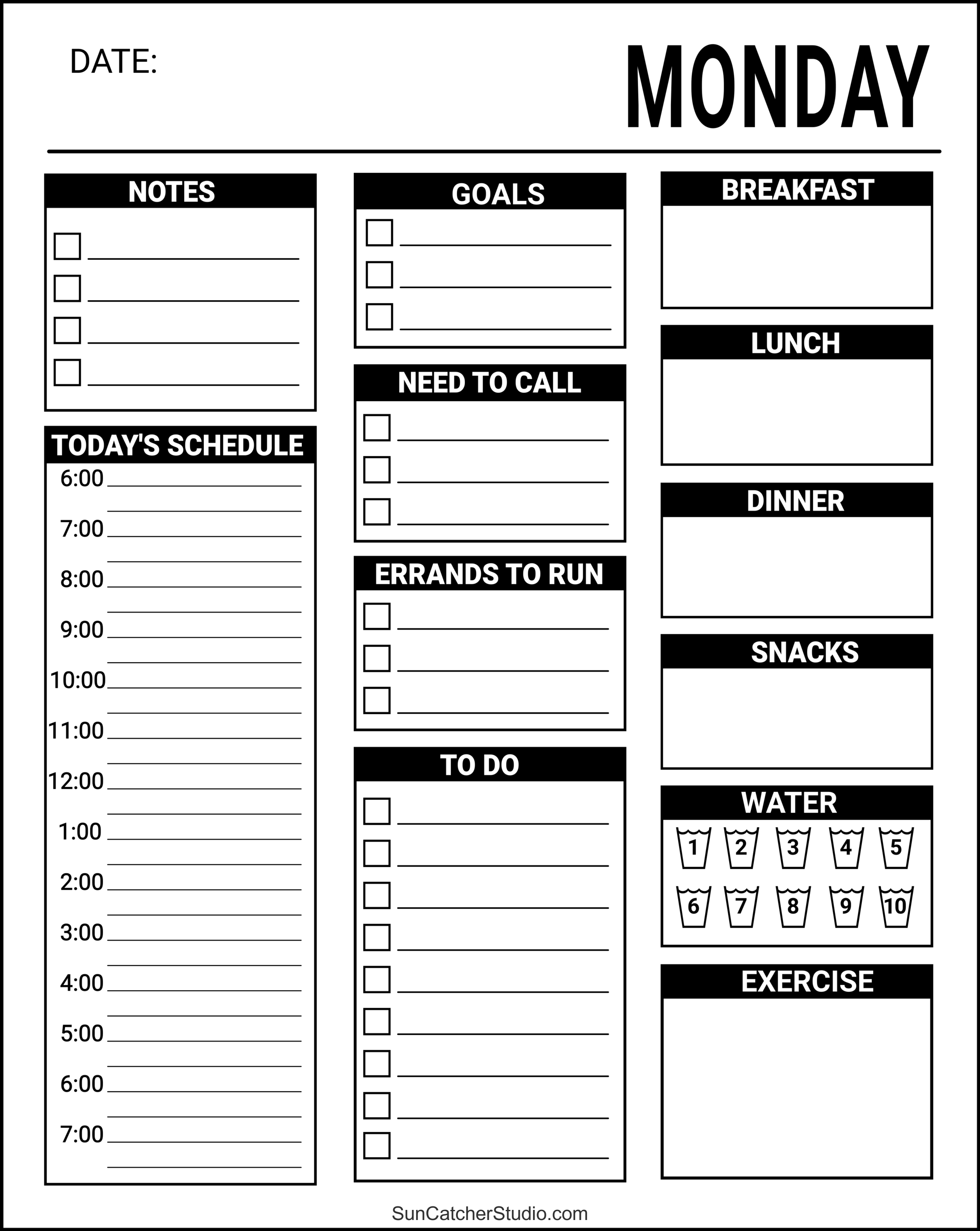 Free Printable Daily Planner Templates PDF format - DIY Projects ...