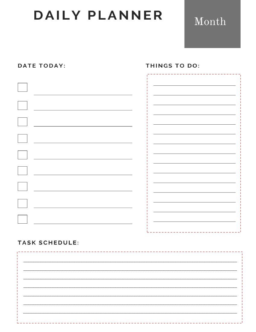 free printable daily planner pdf