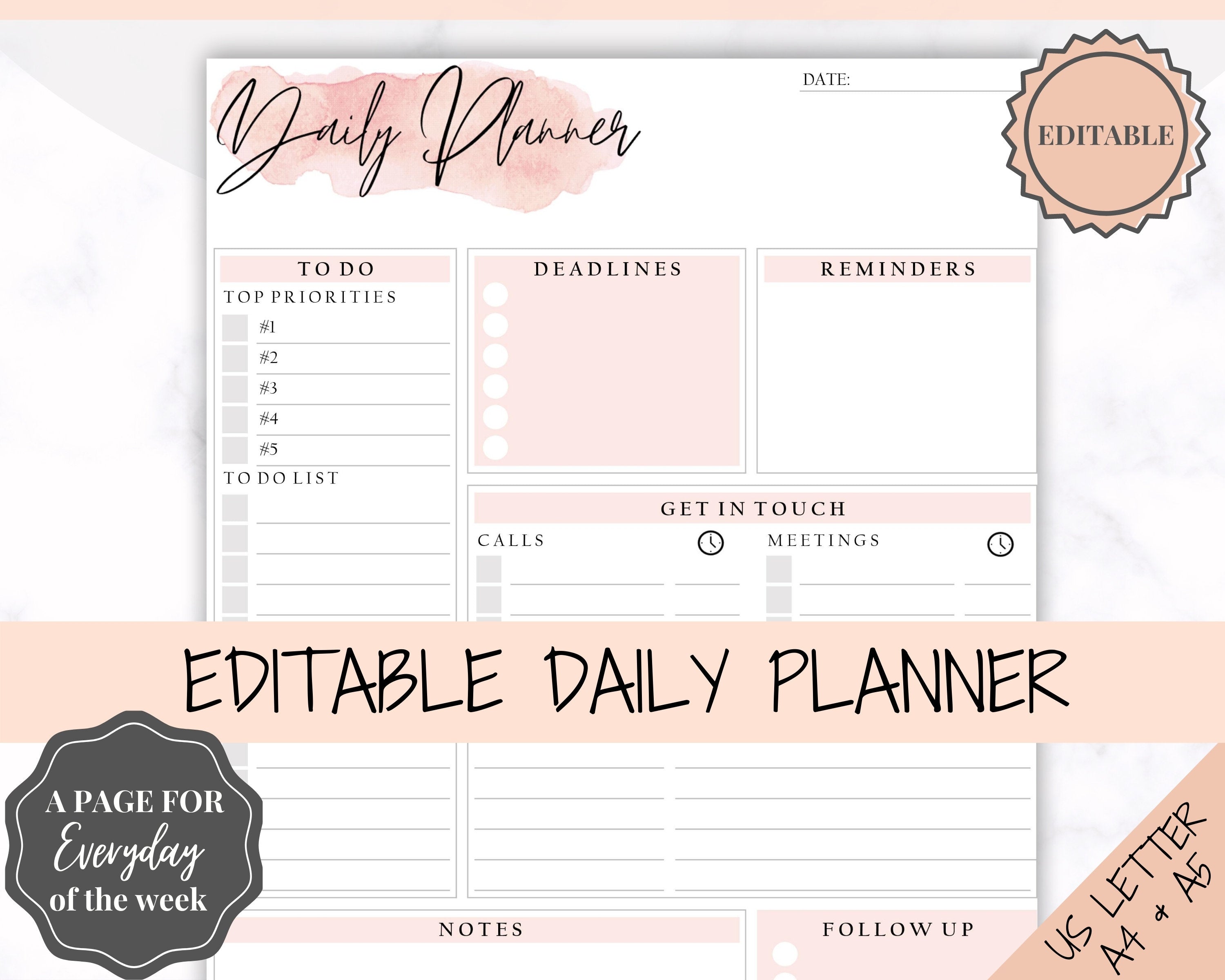 free printable daily planner pdf