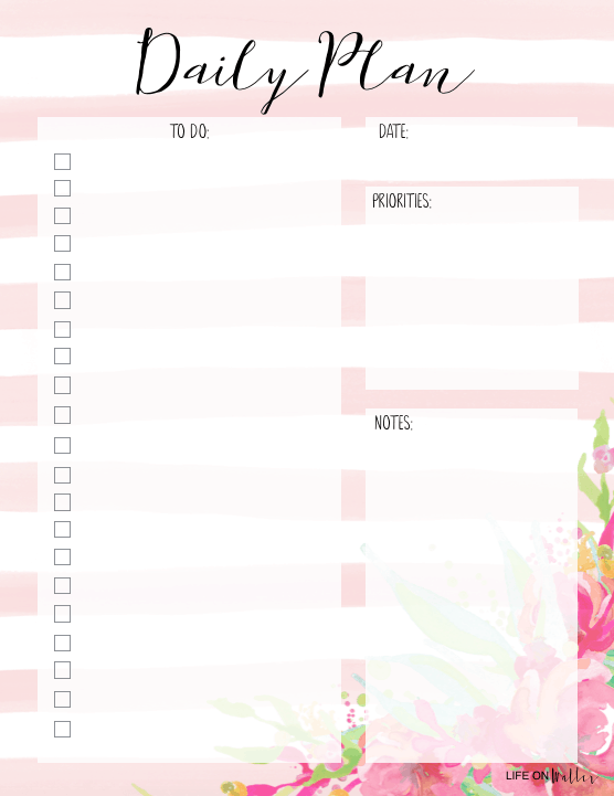 4 Free Printable Floral Daily &  Weekly Planner Pages