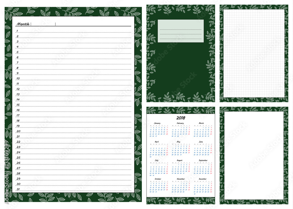 Set of pages template for daily planner. Printable, for scrapbook ...