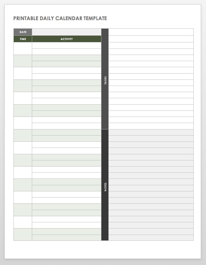 free printable daily planner template 2018
