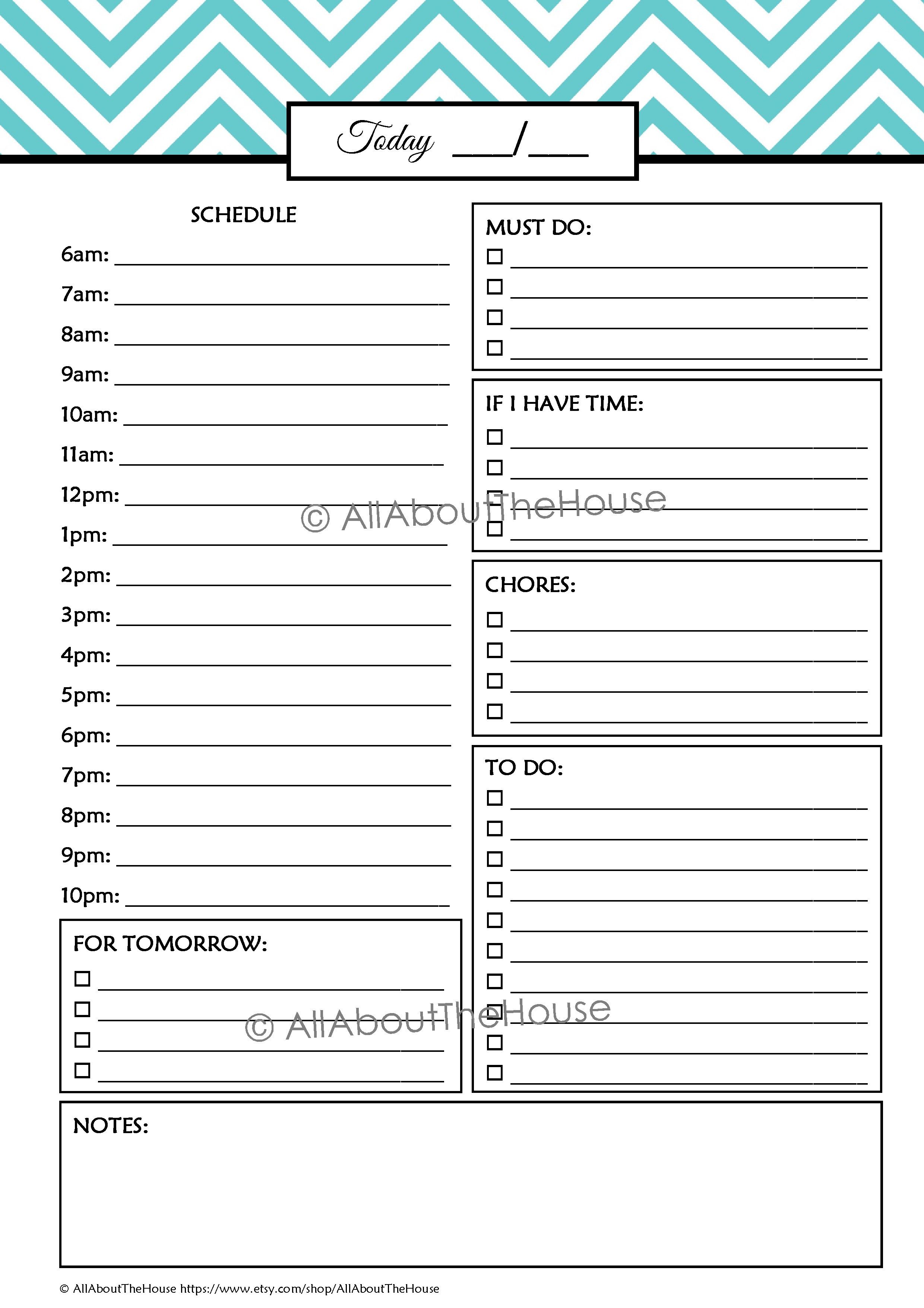 free printable daily student planner