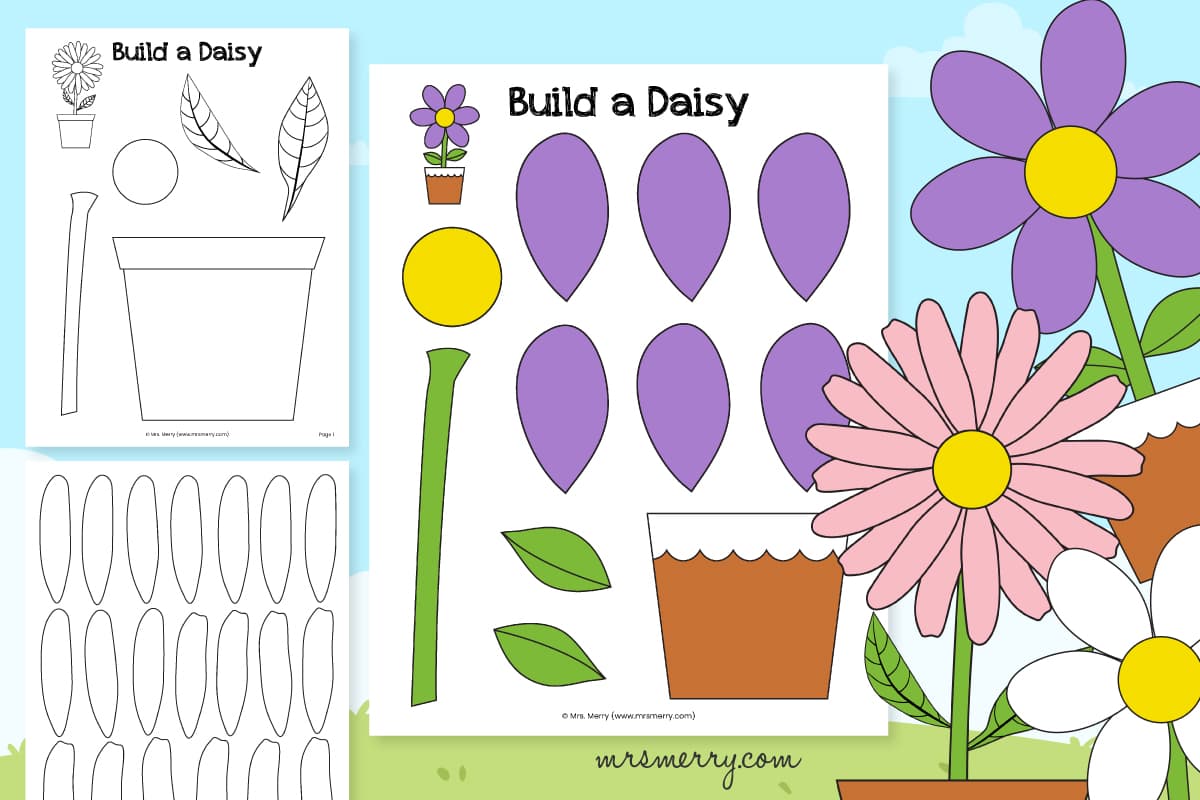 Free Daisy Flower Printable Template | Mrs. Merry