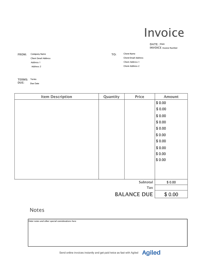 free printable daycare invoice template