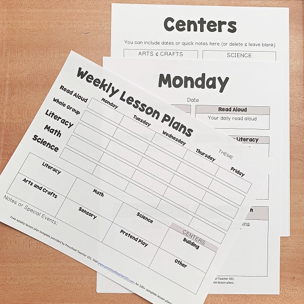 free printable daycare lesson plan template