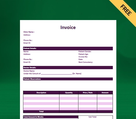 free printable dental invoice