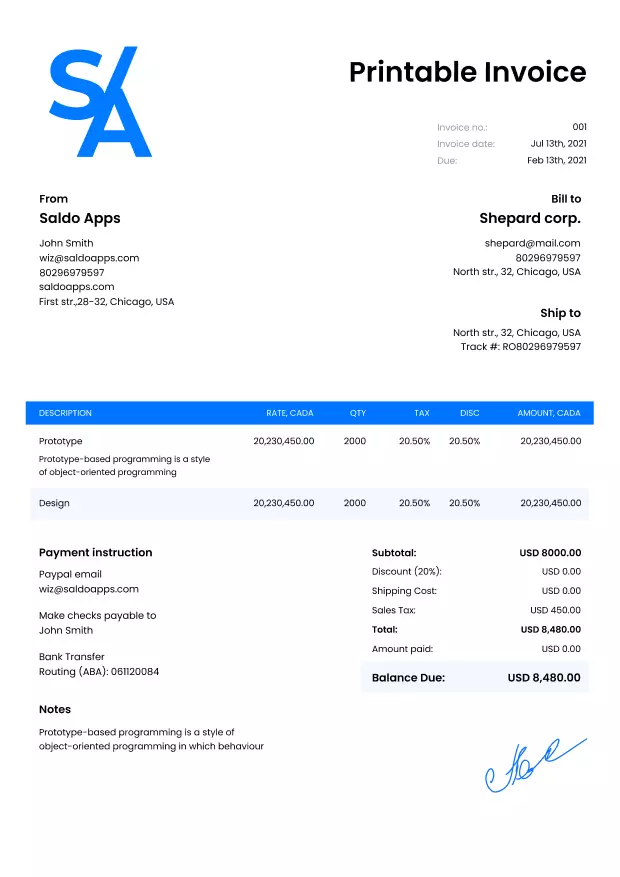 Free Invoices to Print. Free Printable Invoice Templates. Download ...