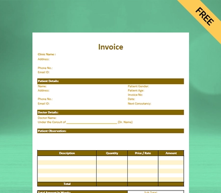 free printable dental invoice
