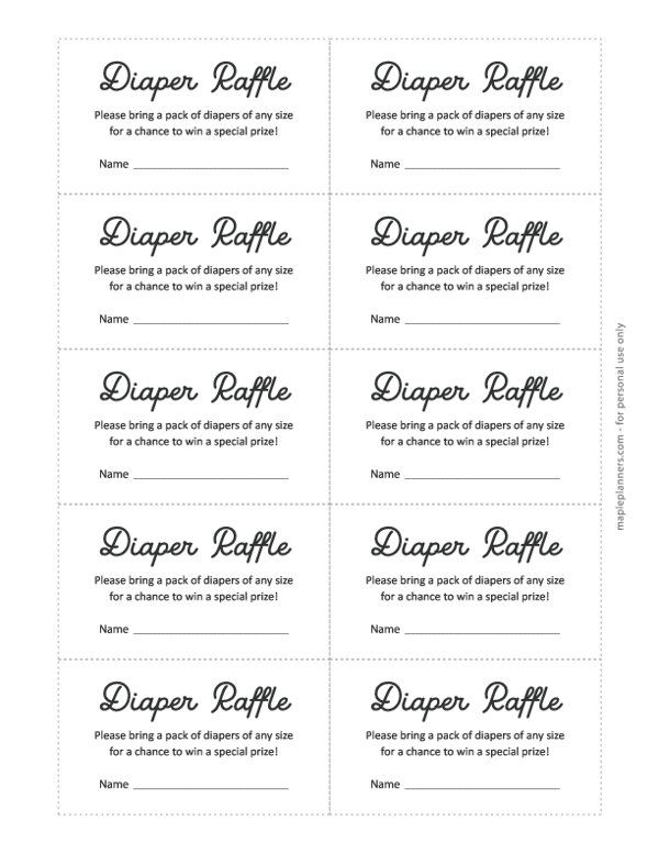 free printable diaper raffle ticket sign