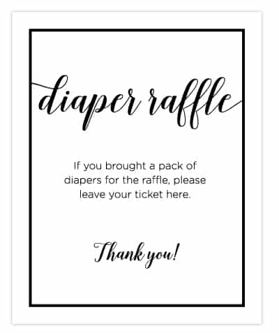 free printable diaper raffle ticket sign