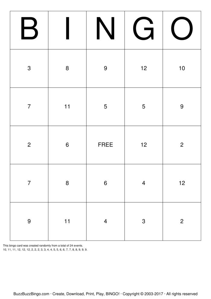 Dice Bingo Bingo Cards to Download, Print and Customize!
