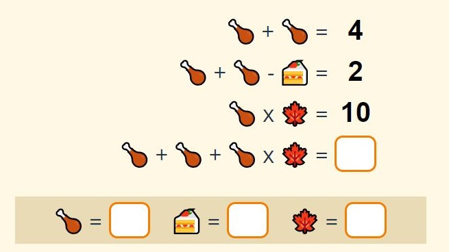 Math Thanksgiving Puzzles Printable + Online ?