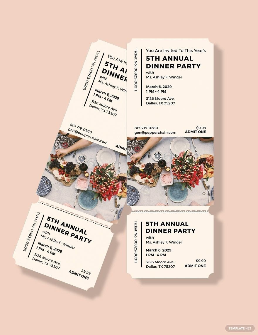 Annual Dinner Party Ticket Template in Pages, Illustrator ...