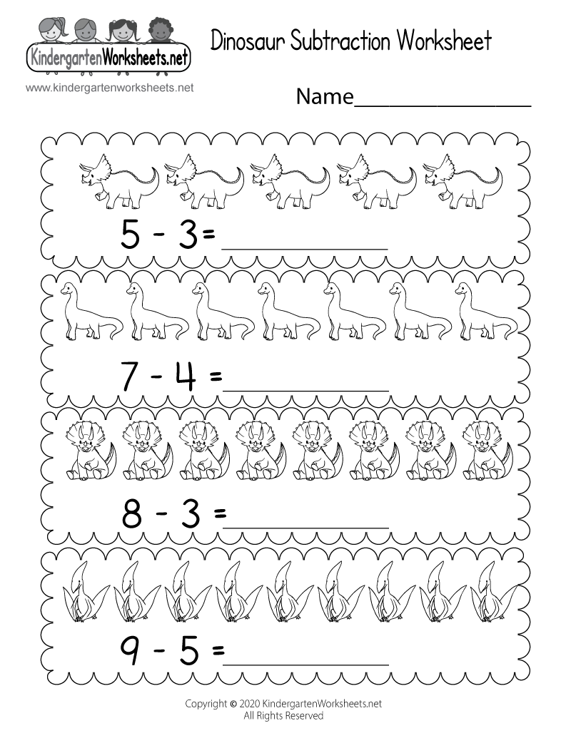 Dinosaur Subtraction Worksheet - Free Printable, Digital, &  PDF