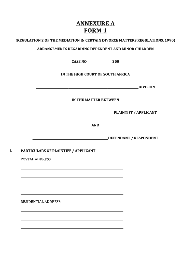free printable divorce forms south africa