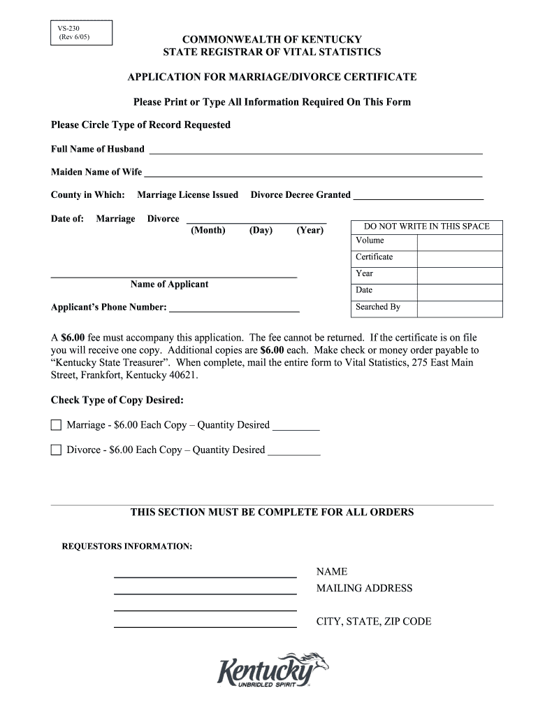free printable divorce papers ky