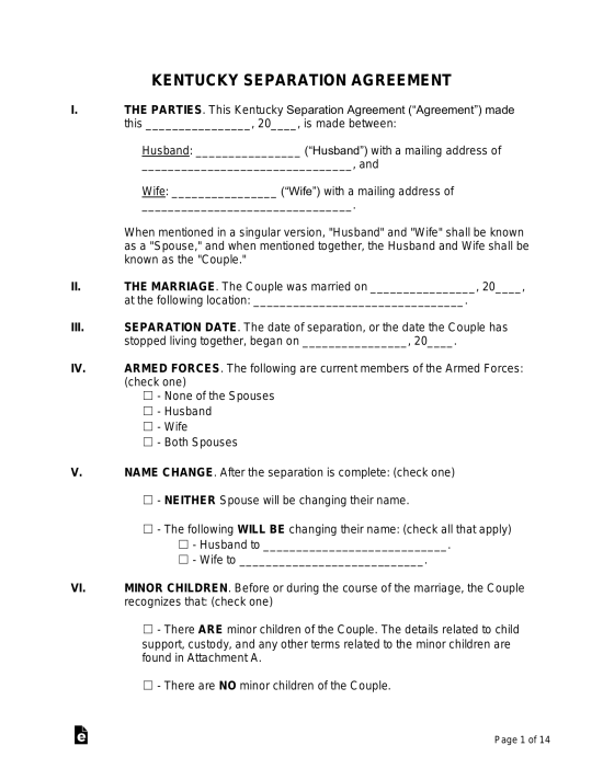 free printable divorce papers ky