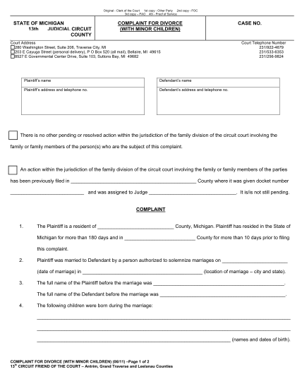 free printable divorce papers online