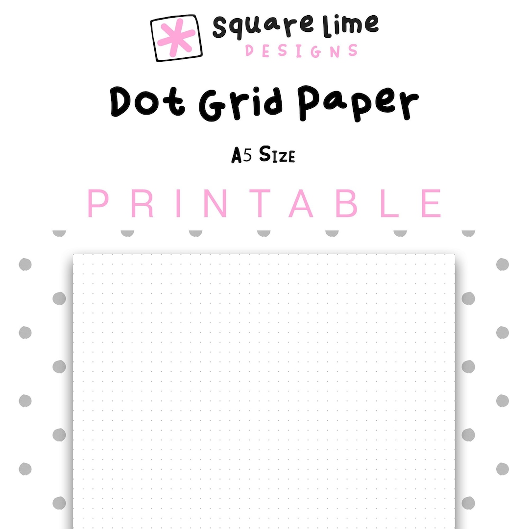 Printable Dot Grid Paper, A5 Size Dotted Paper, Bullet Journal, PDF