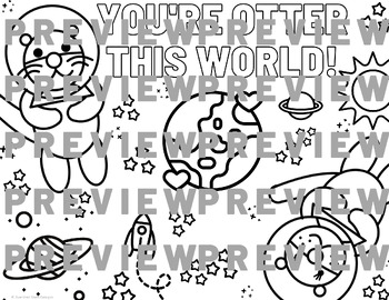 Punny/Silly Otter Space Coloring Sheet - Writing Prompt, Fun, Science,  Valentine