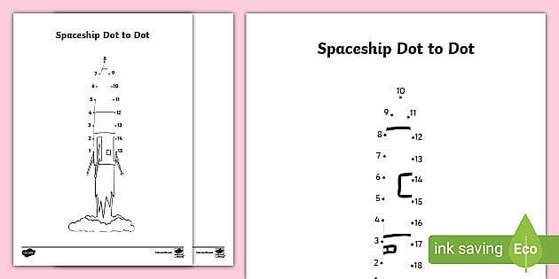 free printable dot to dot spaceship