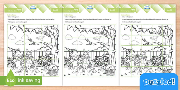 FREE! - Easter Colouring In Jigsaw Puzzles Printable | Twinkl Puzzled